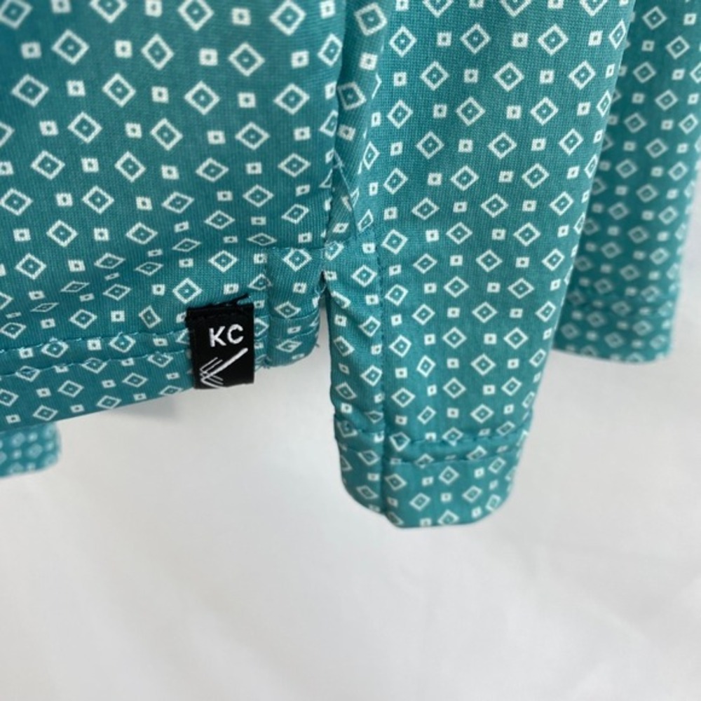 Kenneth Cole AOP Geo Golf Polo Men Size 1X Teal Athletic Performance NWT - Picture 5 of 9